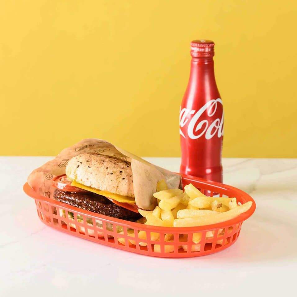 سبد سرو بیضی پلاستیکی ۱۸×۲۸ سانتیمتری قرمز کیچن تک