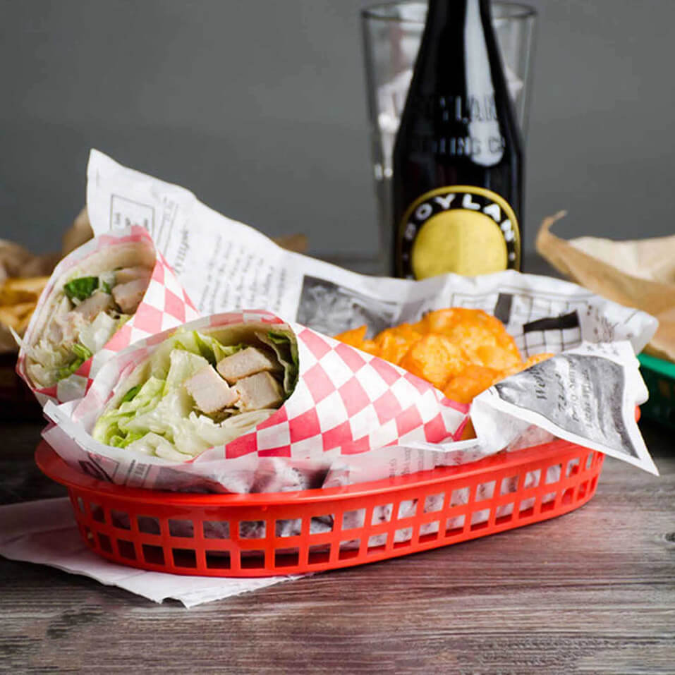 سبد سرو بیضی پلاستیکی ۱۸×۲۸ سانتیمتری قرمز کیچن تک